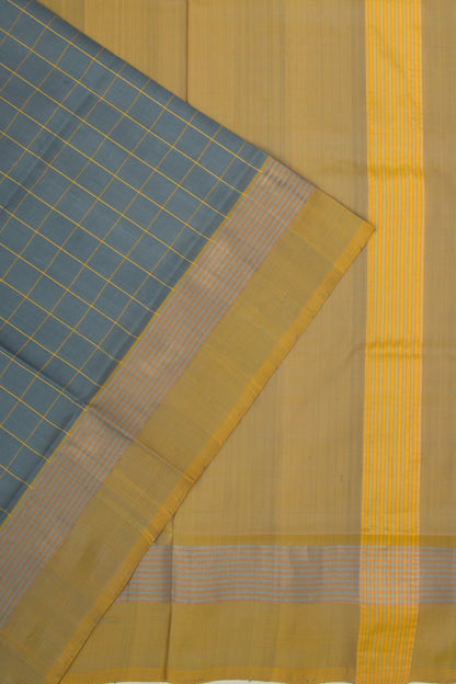 Uppada Silk Checks Grey Saree