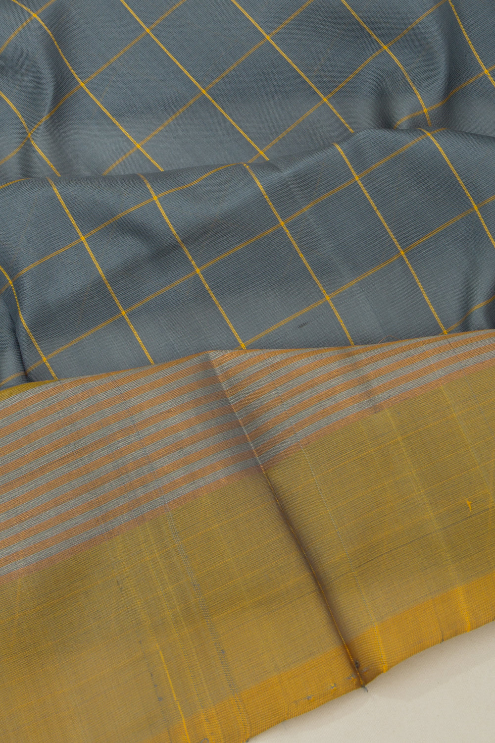 Uppada Silk Checks Grey Saree