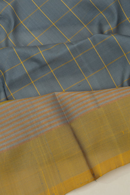 Uppada Silk Checks Grey Saree