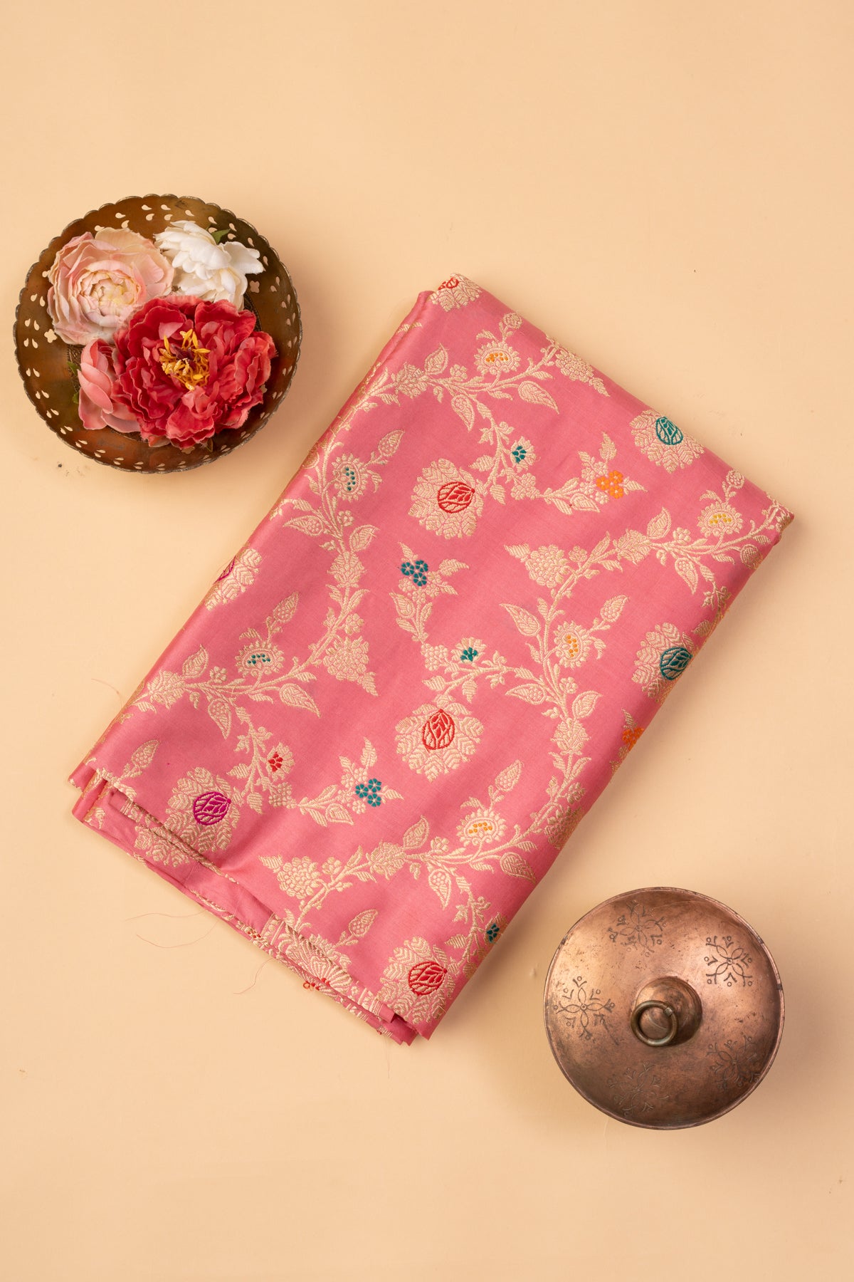 Banarasi Silk Kadwa Jaal Pink Saree