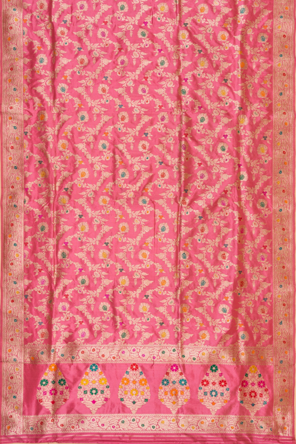 Banarasi Silk Kadwa Jaal Pink Saree