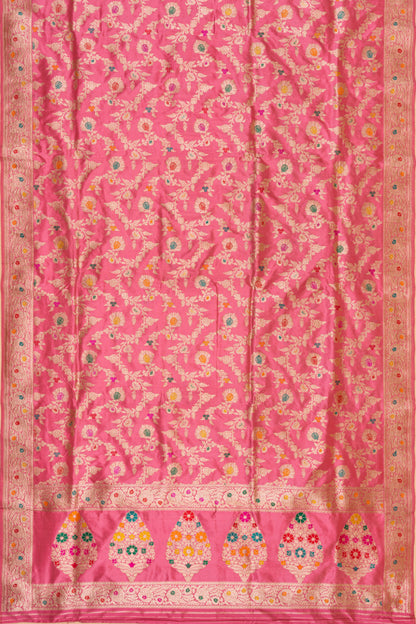 Banarasi Silk Kadwa Jaal Pink Saree