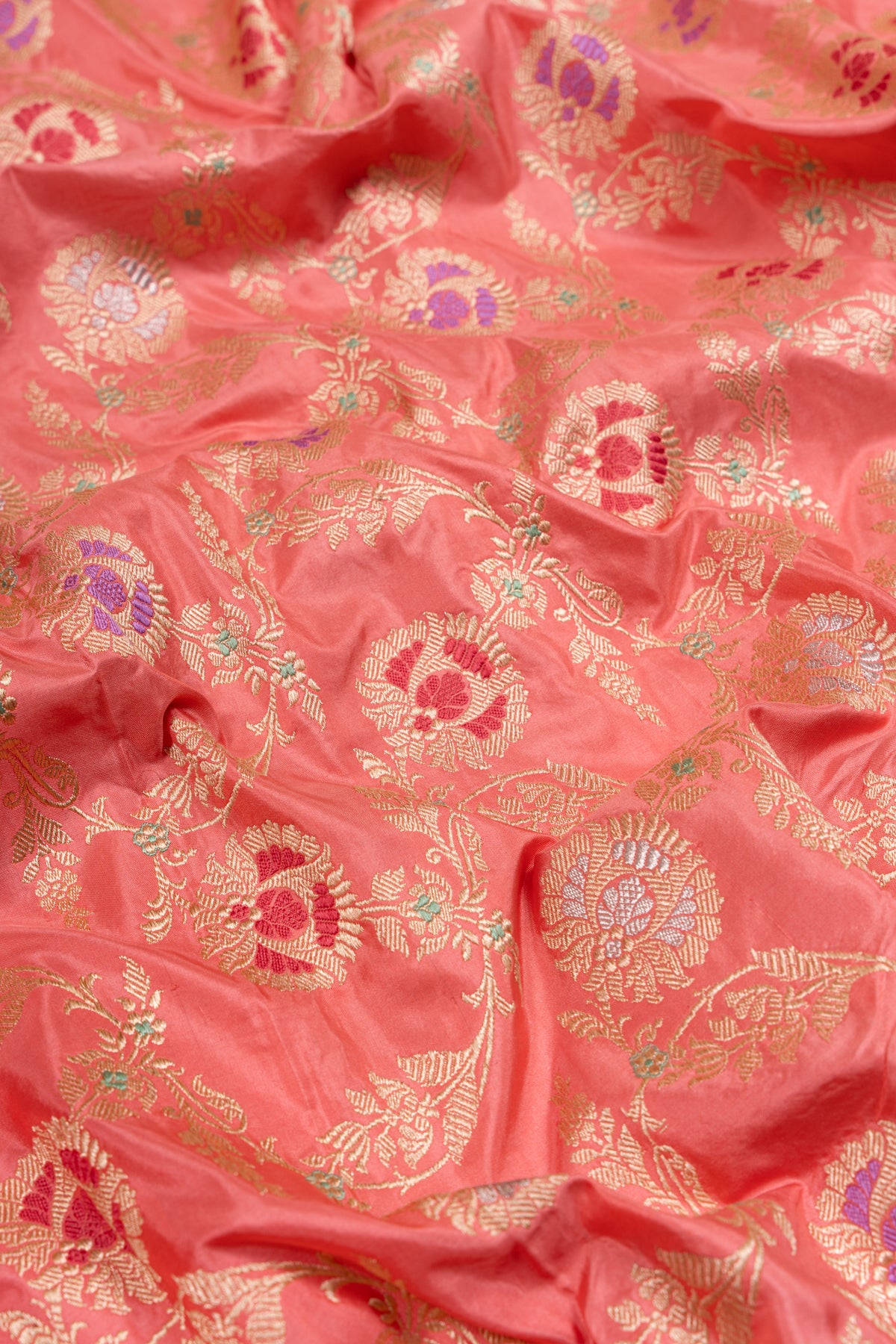 Banarasi Silk Kadwa Jaal Peach Saree