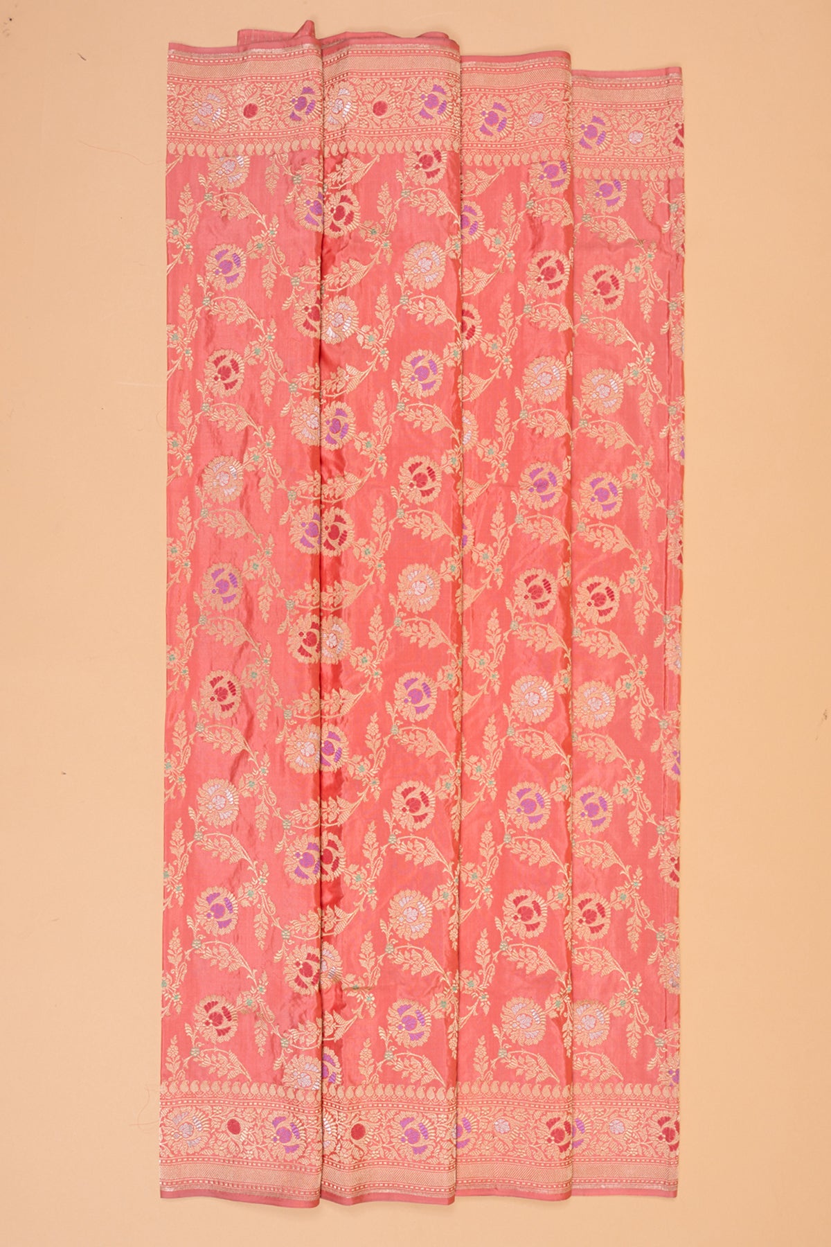 Banarasi Silk Kadwa Jaal Peach Saree