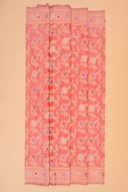 Banarasi Silk Kadwa Jaal Peach Saree