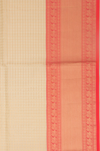 Coimbatore Silk Checks Cream Saree