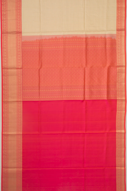 Coimbatore Silk Checks Cream Saree