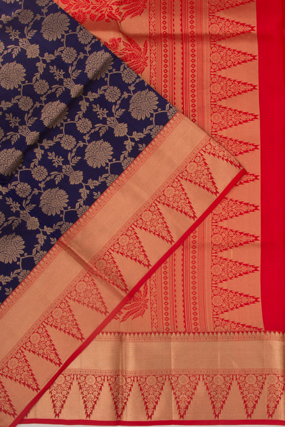 Coimbatore Silk Jaal Dark Blue Saree