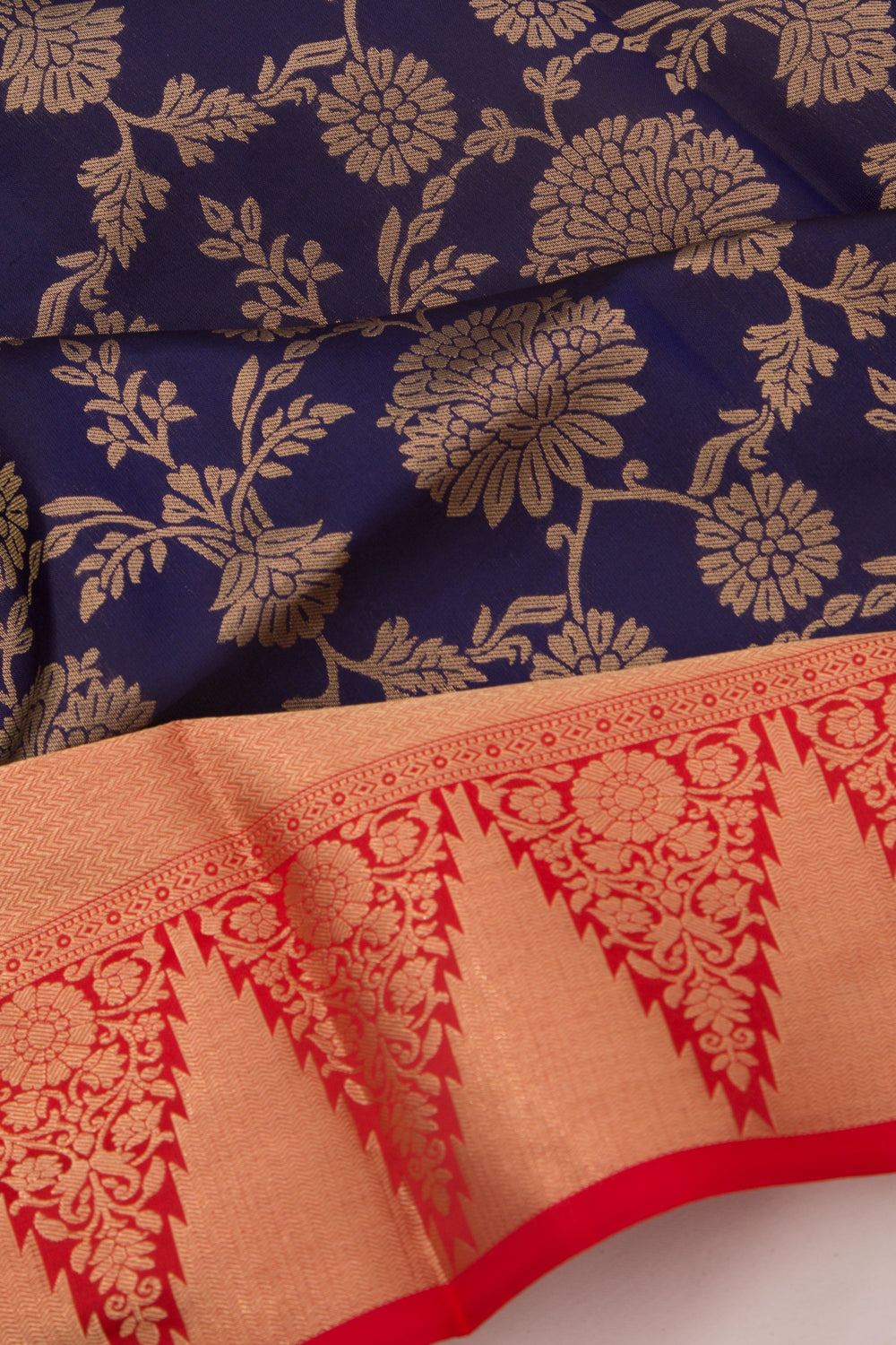 Coimbatore Silk Jaal Dark Blue Saree