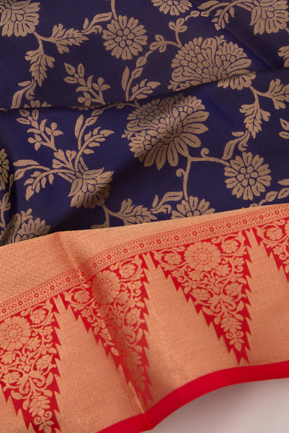 Coimbatore Silk Jaal Dark Blue Saree