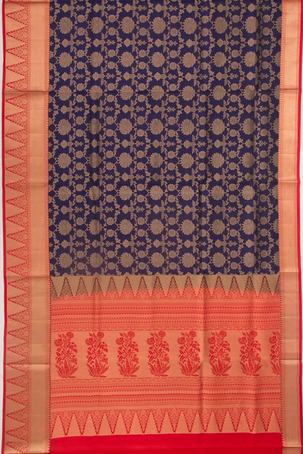 Coimbatore Silk Jaal Dark Blue Saree