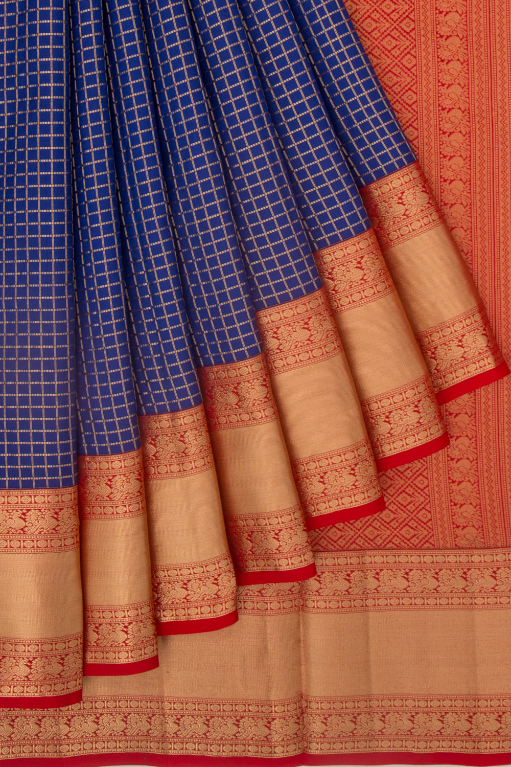 Coimbatore Silk Checks Dark Blue Saree