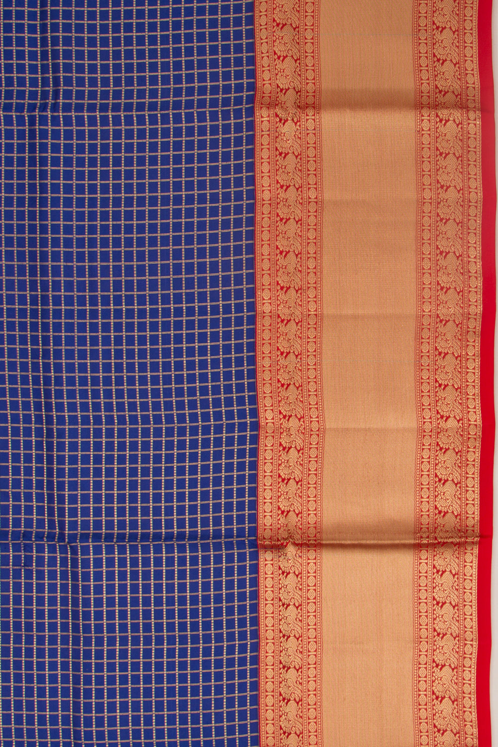 Coimbatore Silk Checks Dark Blue Saree