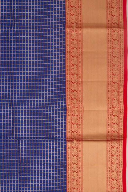 Coimbatore Silk Checks Dark Blue Saree