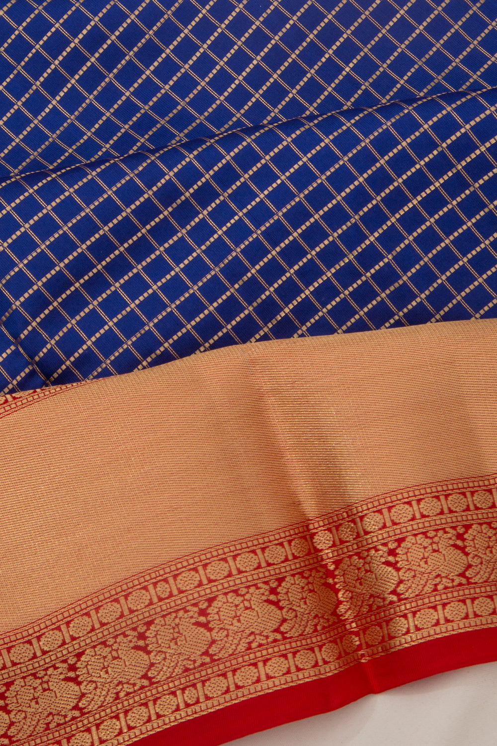 Coimbatore Silk Checks Dark Blue Saree