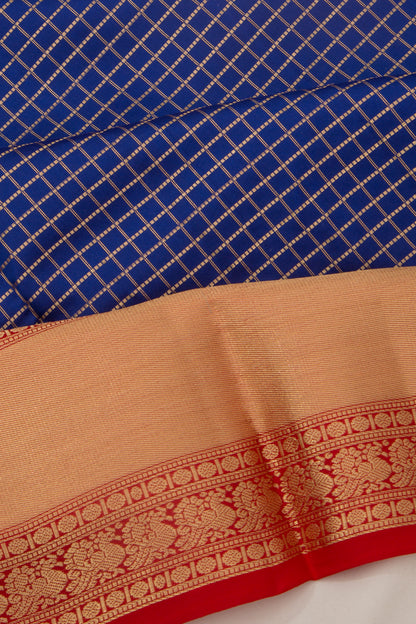 Coimbatore Silk Checks Dark Blue Saree