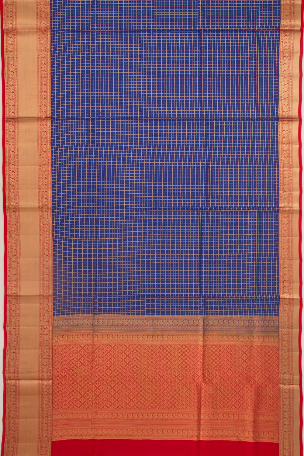 Coimbatore Silk Checks Dark Blue Saree