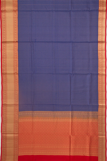 Coimbatore Silk Checks Dark Blue Saree