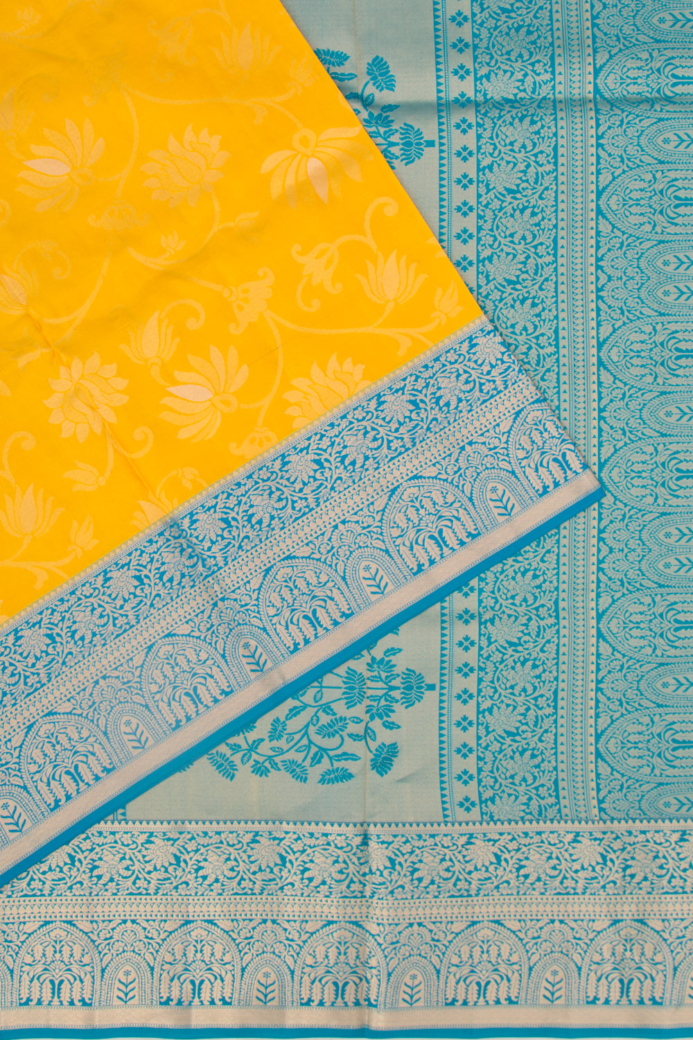 Coimbatore Silk Jaal Yellow Saree