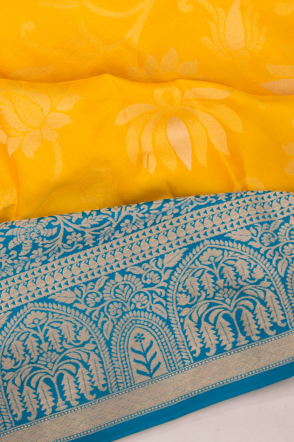 Coimbatore Silk Jaal Yellow Saree