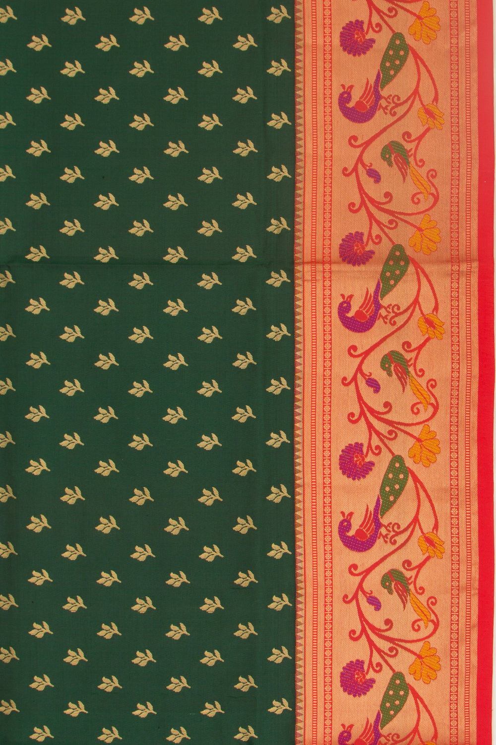 Coimbatore Silk Butta Dark Green Saree