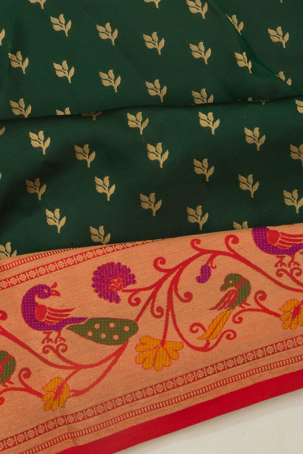Coimbatore Silk Butta Dark Green Saree