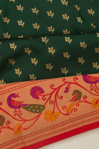 Coimbatore Silk Butta Dark Green Saree