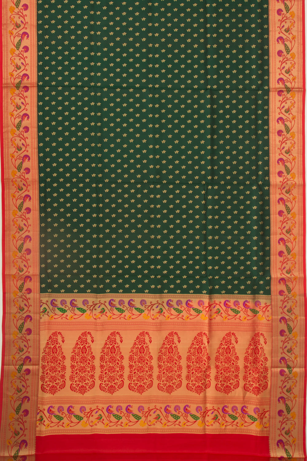 Coimbatore Silk Butta Dark Green Saree
