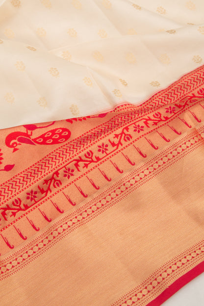 Taranga Kanchi Silk Butta White Saree