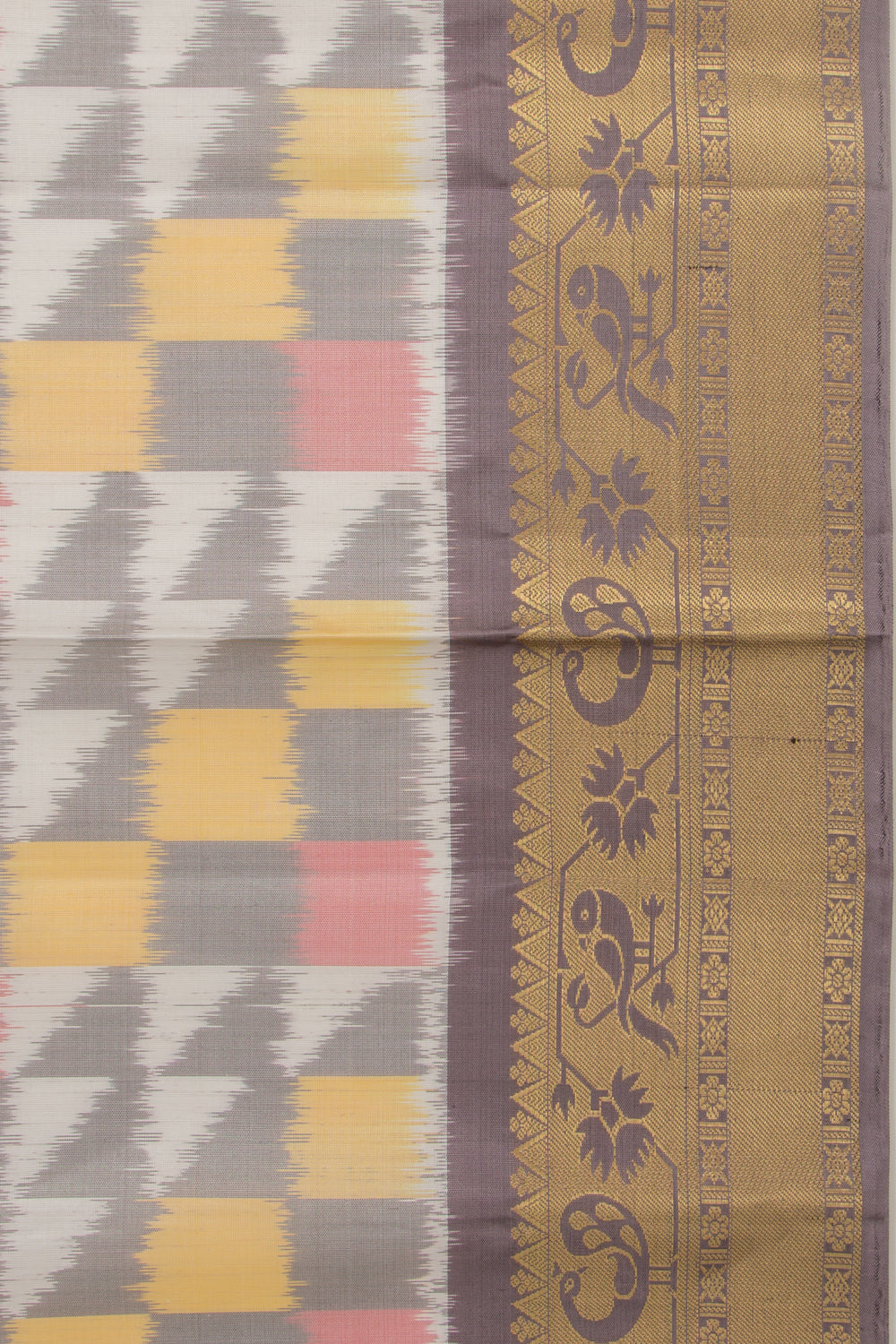 Coimbatore Silk Ikat White Saree