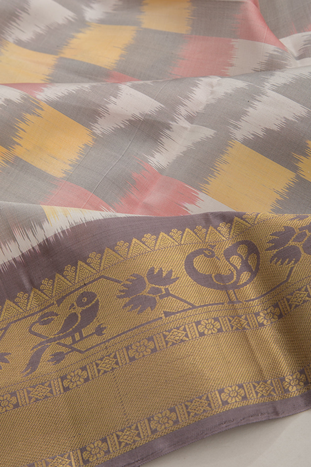 Coimbatore Silk Ikat White Saree