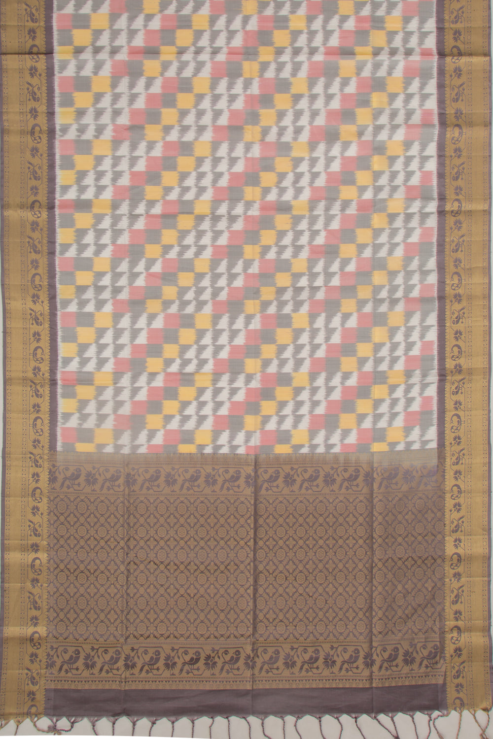Coimbatore Silk Ikat White Saree