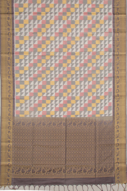 Coimbatore Silk Ikat White Saree