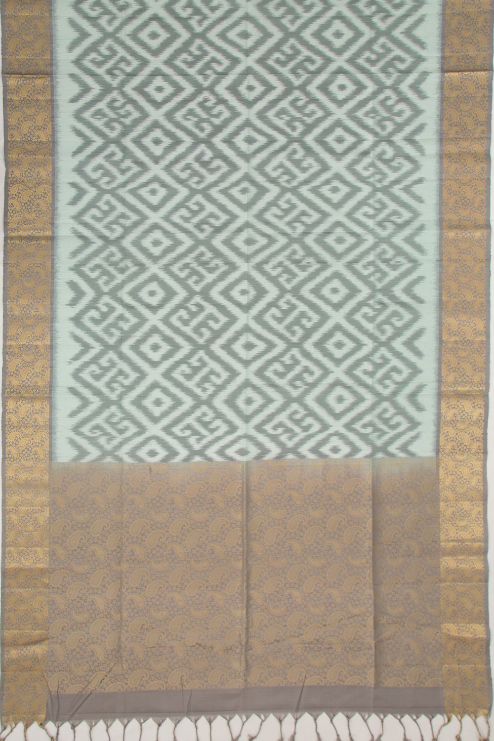 Coimbatore Silk Ikat Pastel Green Saree