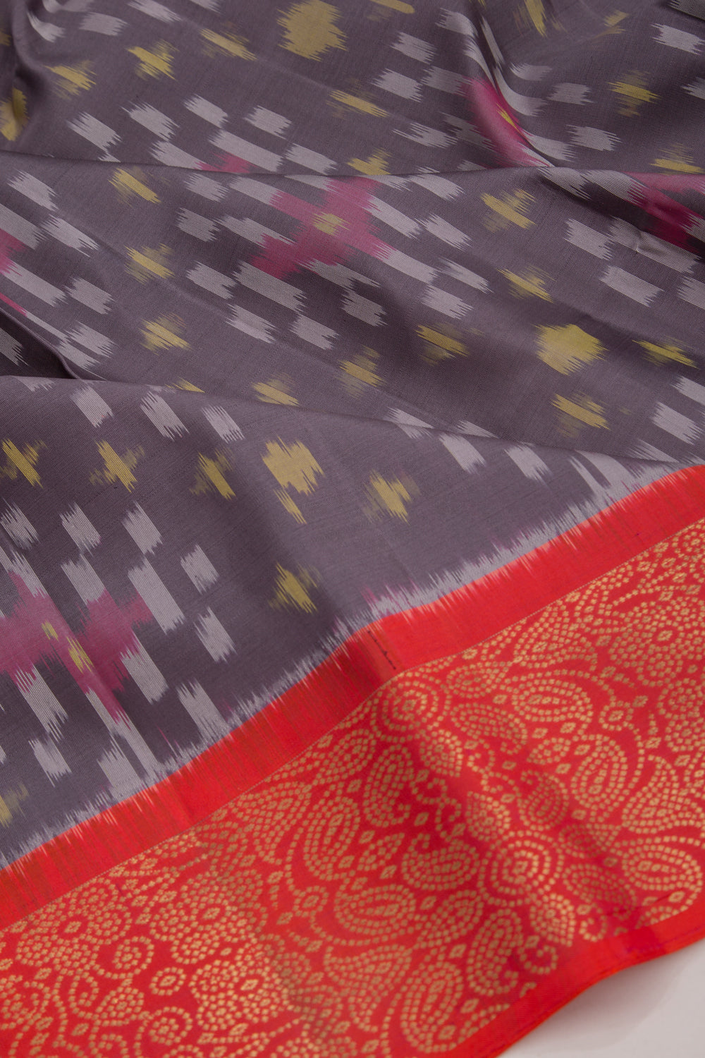 Coimbatore Silk Ikat Grey Saree