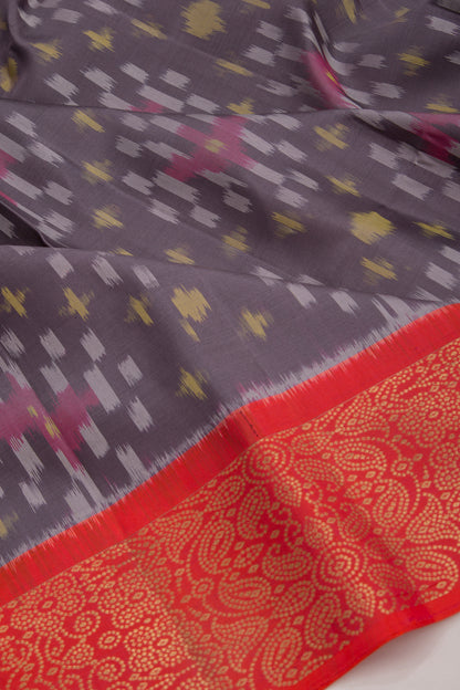 Coimbatore Silk Ikat Grey Saree