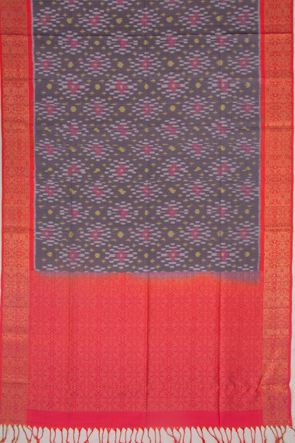 Coimbatore Silk Ikat Grey Saree