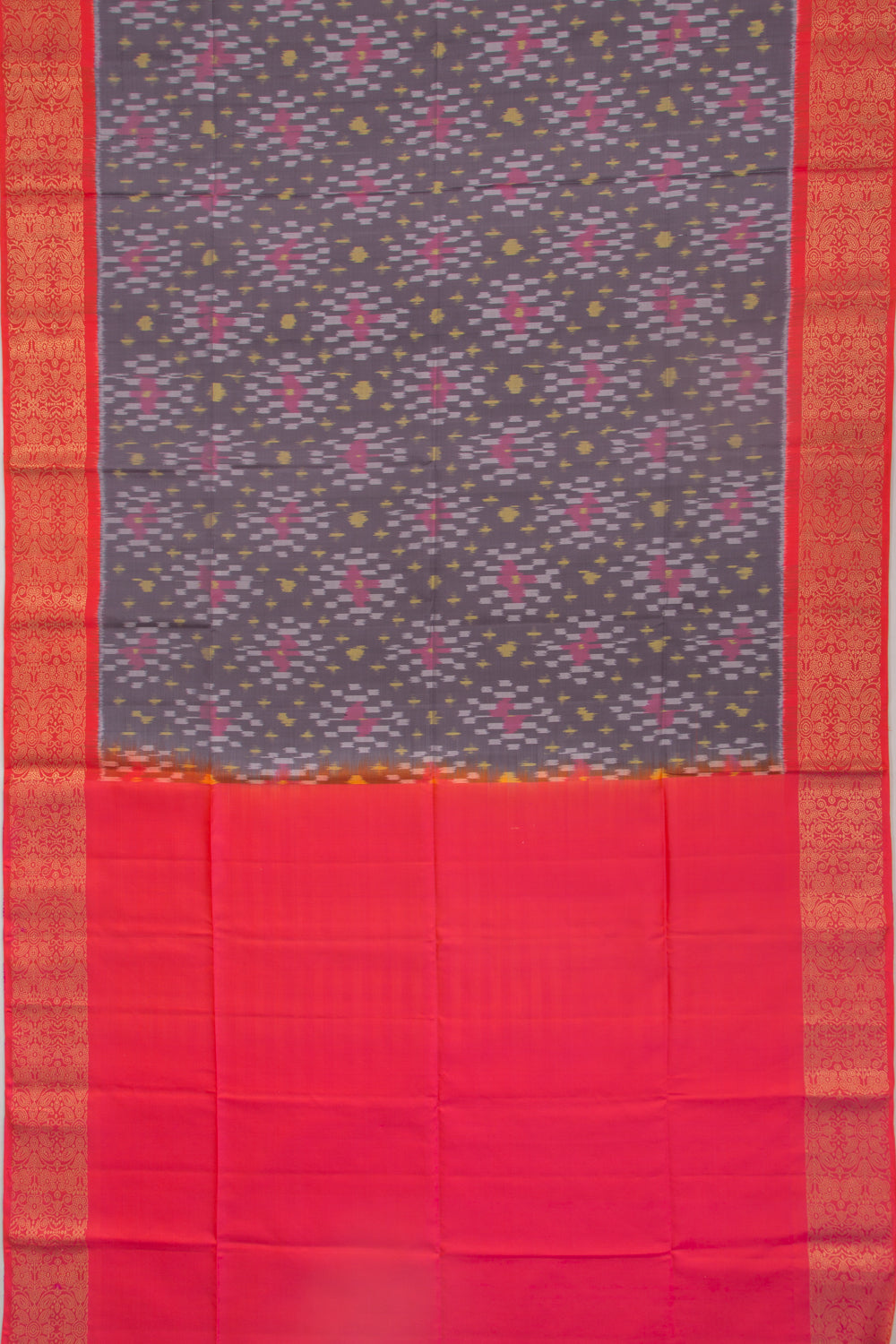 Coimbatore Silk Ikat Grey Saree