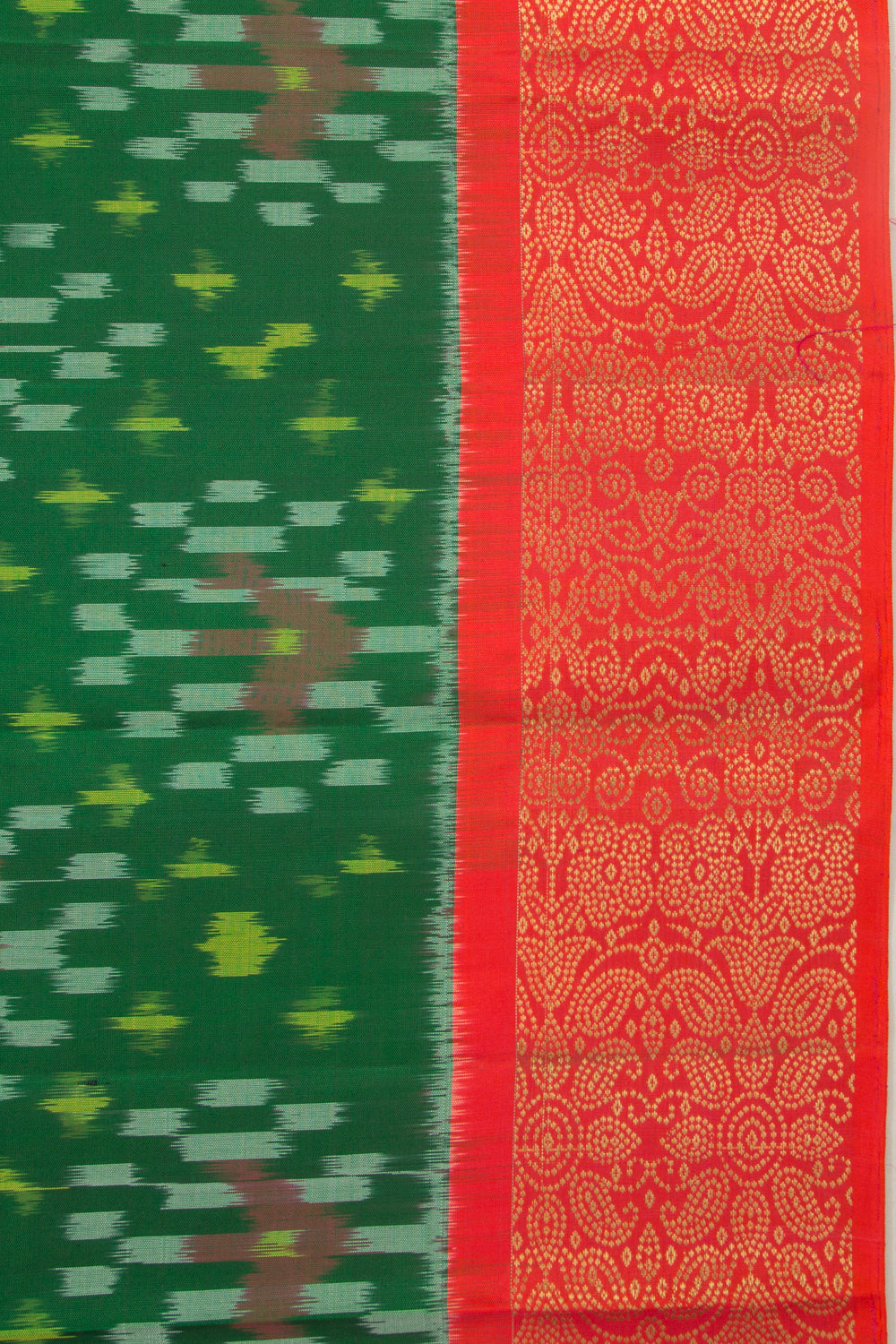 Coimbatore Silk Ikat Dark Green Saree