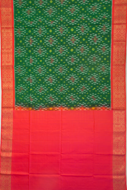 Coimbatore Silk Ikat Dark Green Saree
