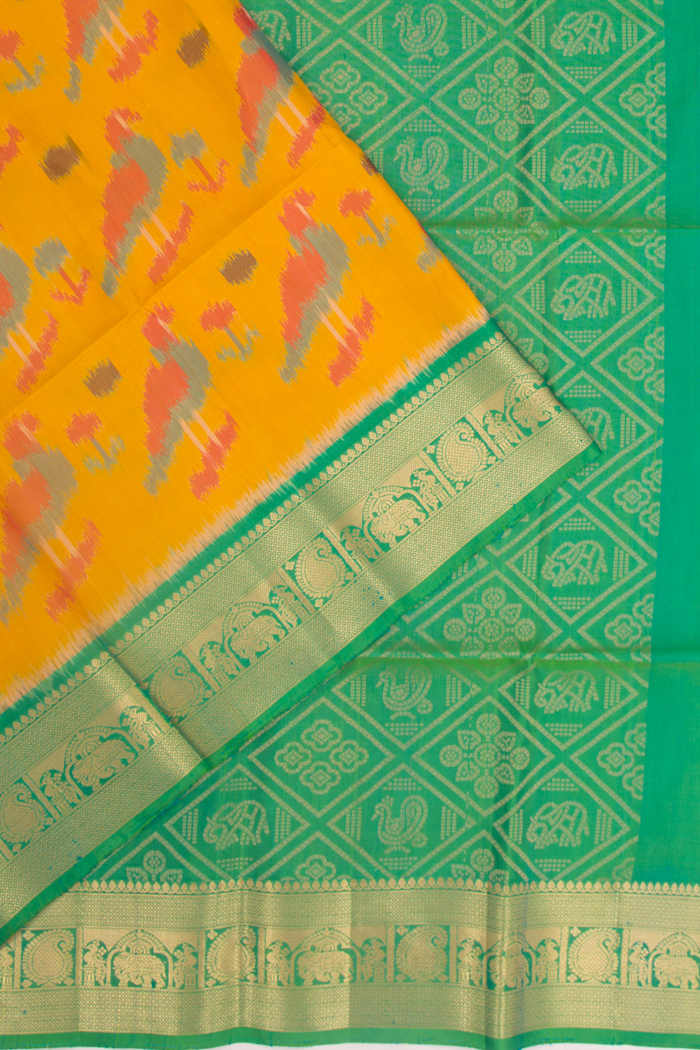 Coimbatore Silk Ikat Yellow Saree
