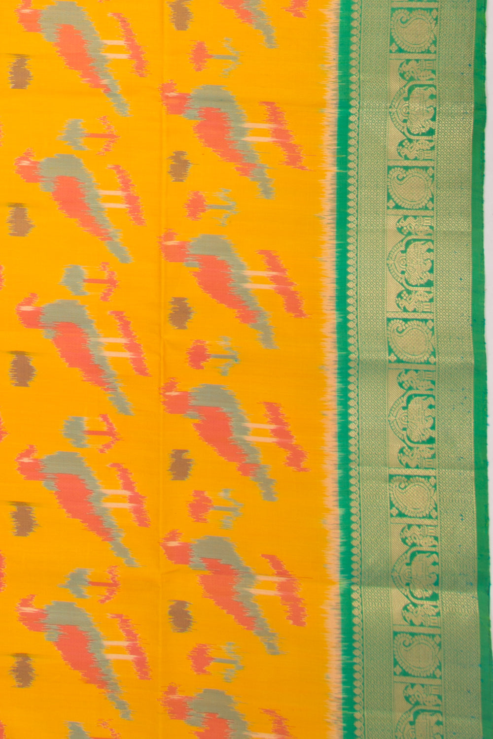 Coimbatore Silk Ikat Yellow Saree