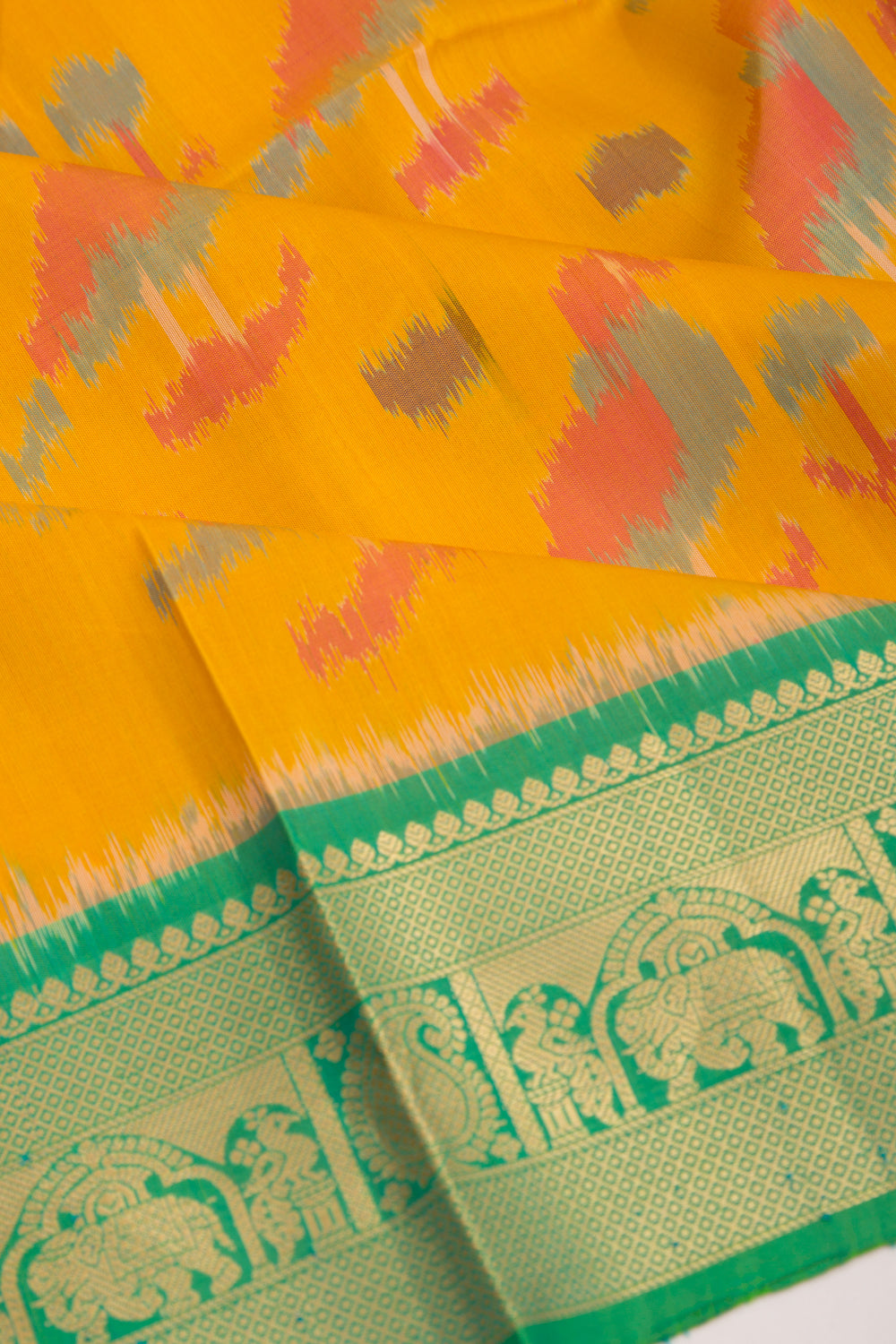 Coimbatore Silk Ikat Yellow Saree