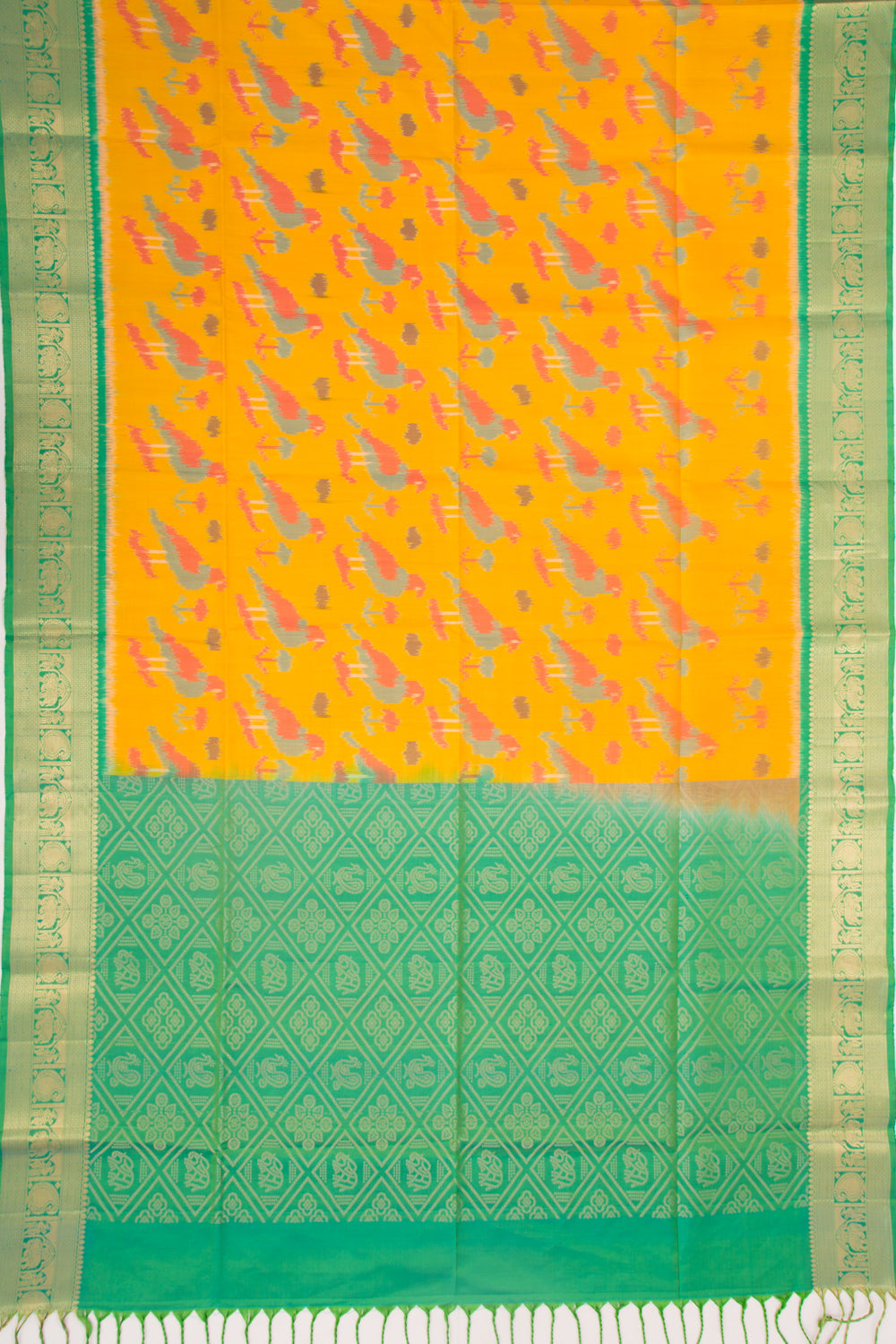 Coimbatore Silk Ikat Yellow Saree