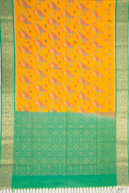 Coimbatore Silk Ikat Yellow Saree