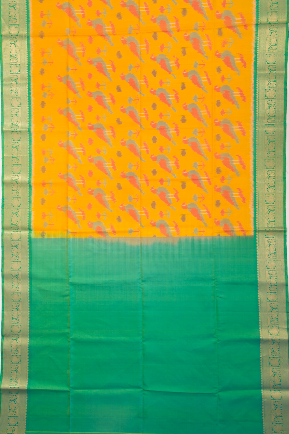 Coimbatore Silk Ikat Yellow Saree