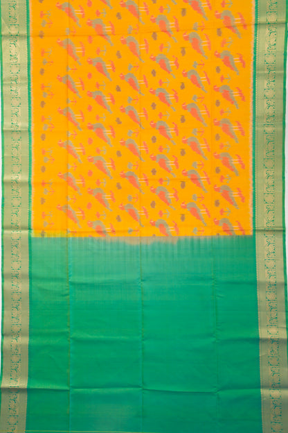 Coimbatore Silk Ikat Yellow Saree