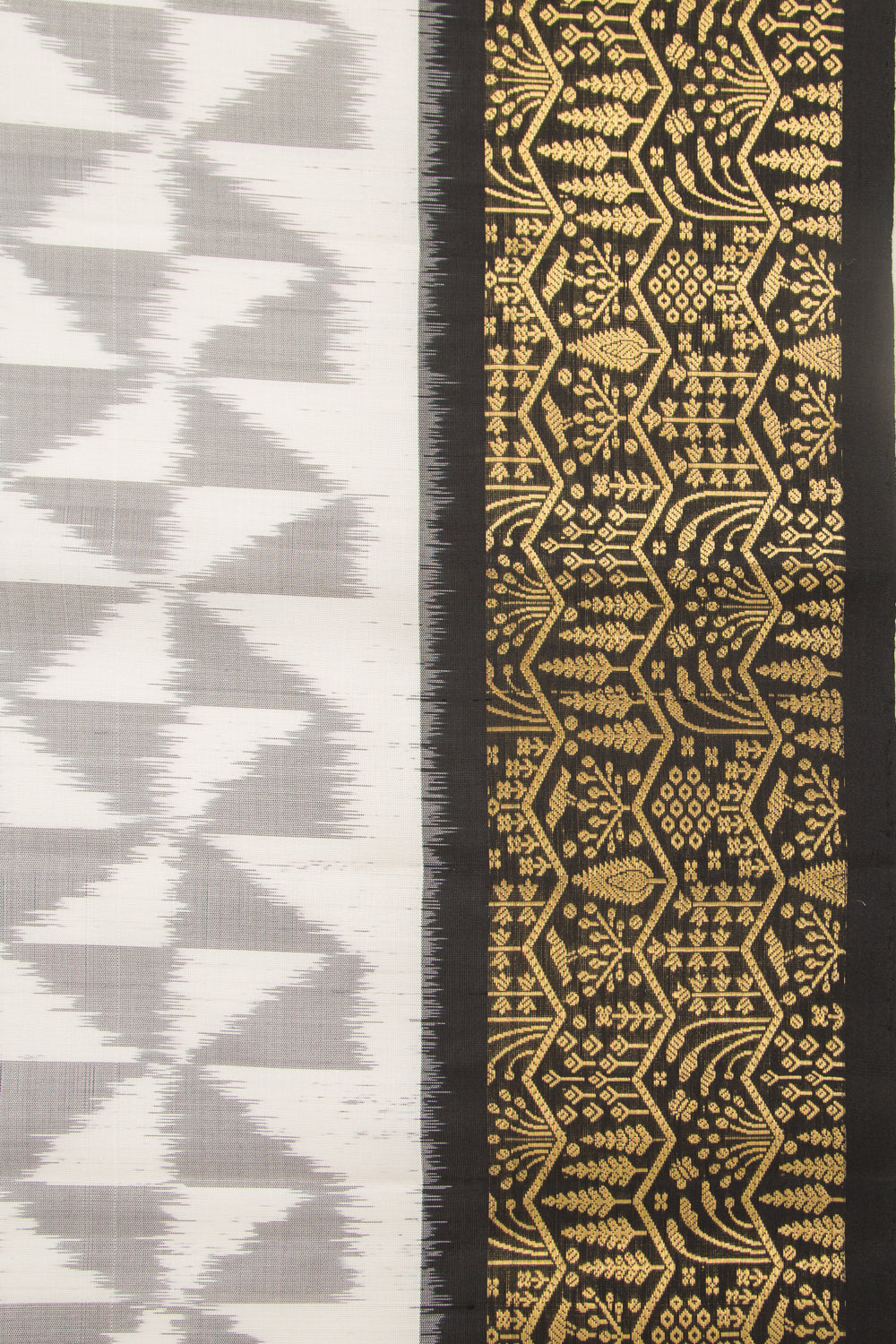 Coimbatore Silk Ikat White Saree