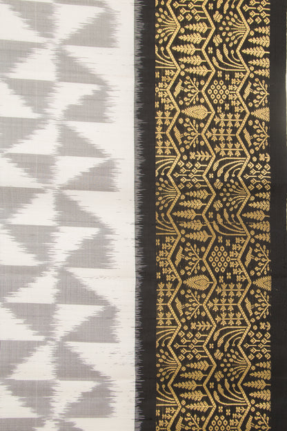 Coimbatore Silk Ikat White Saree