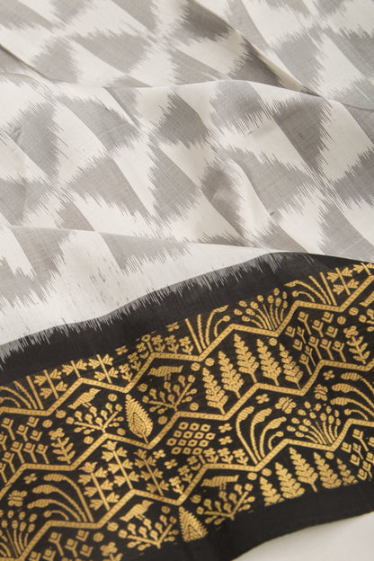 Coimbatore Silk Ikat White Saree